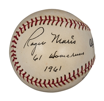 The Finest And Most Significant Roger Maris "61 Home Runs 1961" Single Signed and Notated Baseball (PSA/DNA Autograph Grade Gem Mint 10)